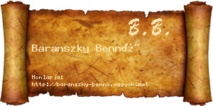 Baranszky Bennó névjegykártya